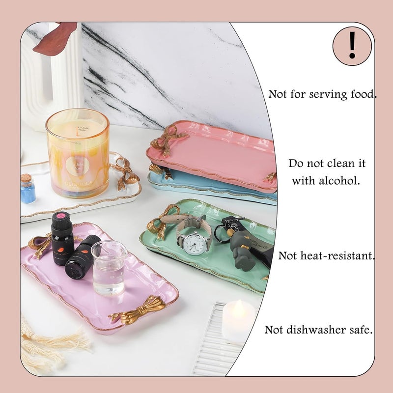 IBWell Resin Aesthetic Room Décor Pink Jewelry Tray Cute Home Decor Aesthetic Trays for Decor Girly Room Décor - Image 3